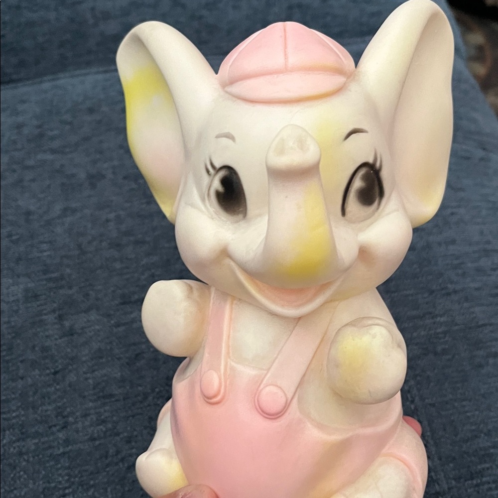 Vintage pink squeak toy elephant